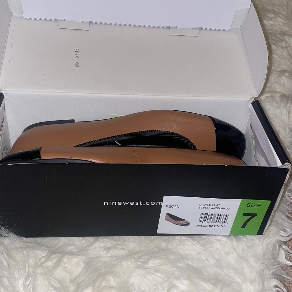 BNIB Nine West wnTelands Flat Women's Ballet Pecan/Black Size US 7